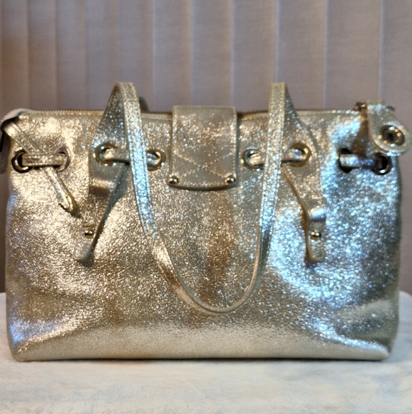 Jimmy Choo $1395 Rhea Bag Metallic Leather Tote Bag - Picture 4 of 16